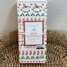 POTTERY BARN KIDS ORGANIC COTTON HOLIDAY FAIR ISLE CRIB SHEET ~ CHRISTMAS