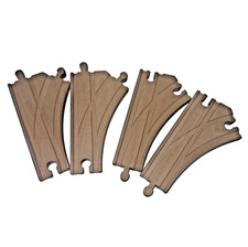 Brio Thomas Compatible Wooden Curved "Y" Switch Tracks--Lot of 4