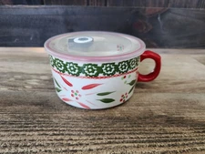 Temptations 22oz Christmas Tree Holiday Soup Bowl Mug with Lid