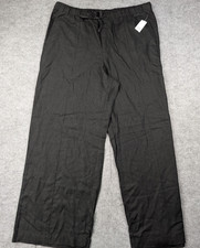 Gap Wide Leg Pants Womens Large Pull On Linen Black Coastal Minimal Beach Resort