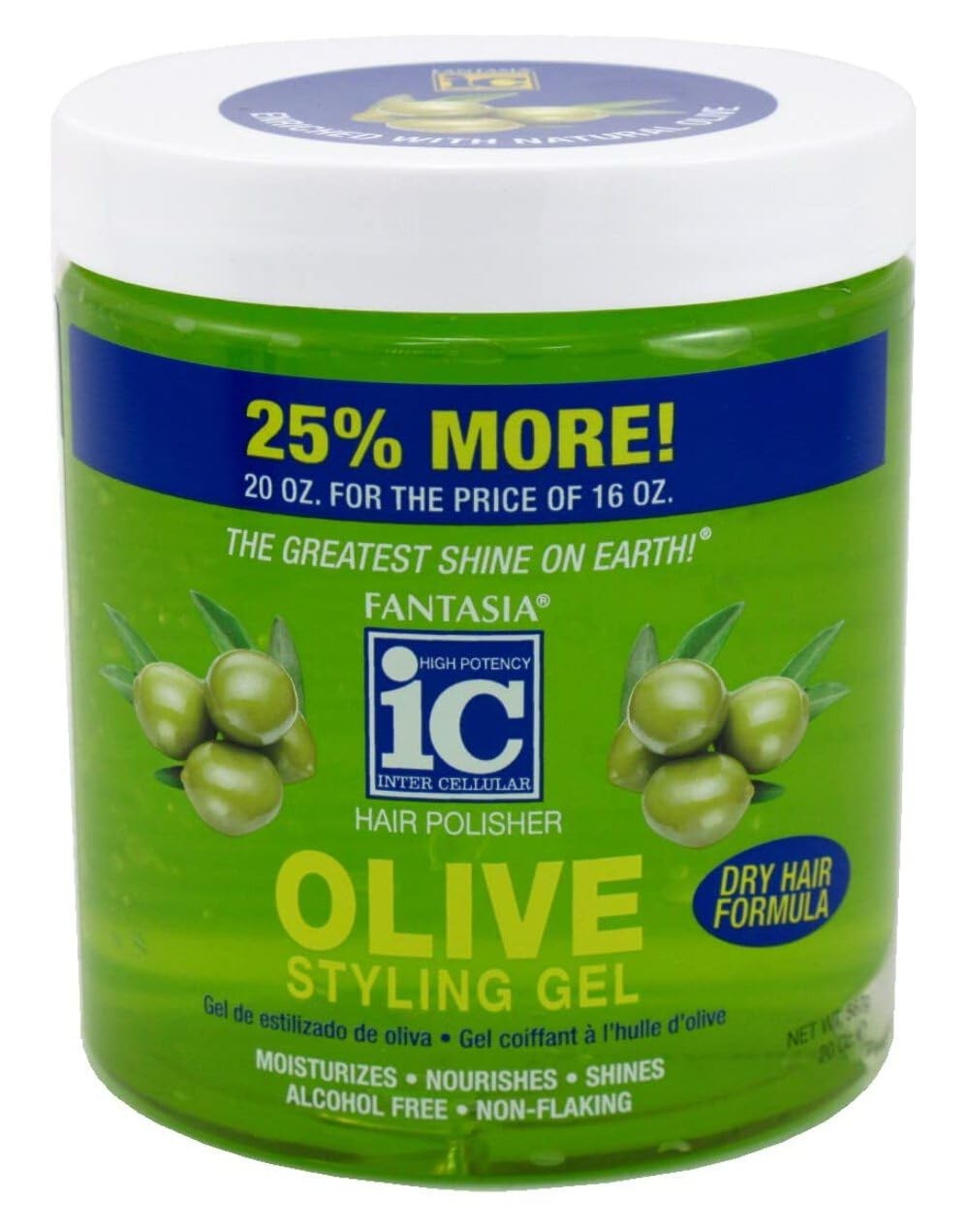 Fantasia Hair Polisher Olive Styling Gel 20 Ounce Smooth Hold And Shine