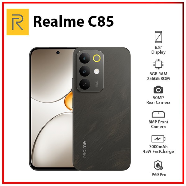 Realme C85 4G 8GB+256GB BLACK Global Dual SIM Unlocked Android
