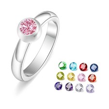 Simple Birthstone Ring Stackable Jewelry Romantic Gift for Women