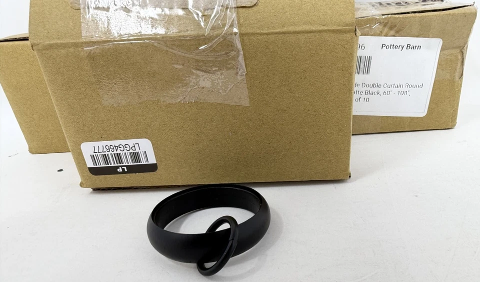 Pottery Barn Quiet-Glide 双圆形窗帘戒指 1.25'钻石 40 件套黑色 — 第 2/3 张图片