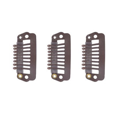 50pcs 8 Tips 8 Teeth Snap Comb Wig Clips Stainless Steel Snap Clips With Rub URS