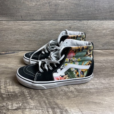 Vans Sk8-Hi Unisex M6/W7.5 Skateboard Shoes Tropical Animal Check Black Sneakers