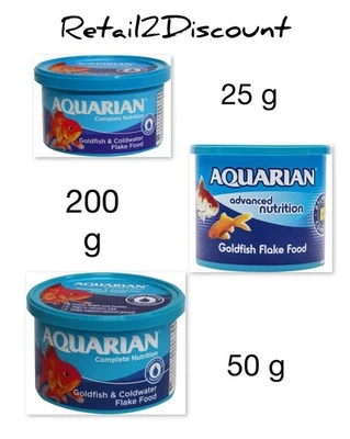 BRANDED AQUARIAN GOLDFISH FLAKE FOOD 25G,50G,200G FISH TANK AQUARIUM FLAKES GENUINE UK