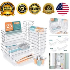 Clear Plastic Drawer Organizer 25 Piece Makeup Storage Bins Organizers