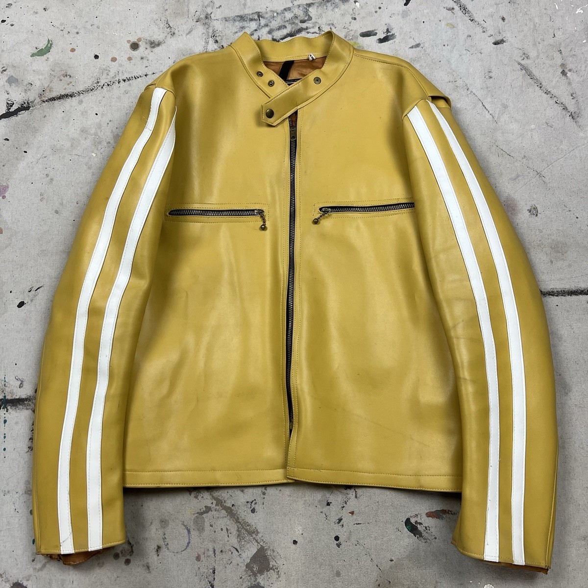 Vintage 60s Sportstyl Vinyl Cafe Racer Motorcycle Jacket Men Large