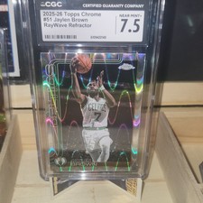 2025-26 Topps Chrome - Jaylen Brown #51 RayWave Refractor CGC 7.5 Boston Celtics