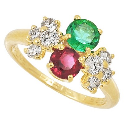 Chaumet Ring Smaragd Rubin Diamant 750YG US#5-1/4~5-3/4 P0075690