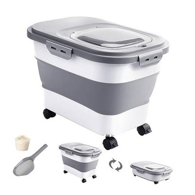 20-30 Lbs Rice Storage Container,Collapsible Food Storage Grey/20-30LBS