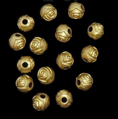 20 Stck. 12 mm Gold Farbe Rund Rosenform Acryl Perlen Zum Selbermachen Auffädeln Handarbeit