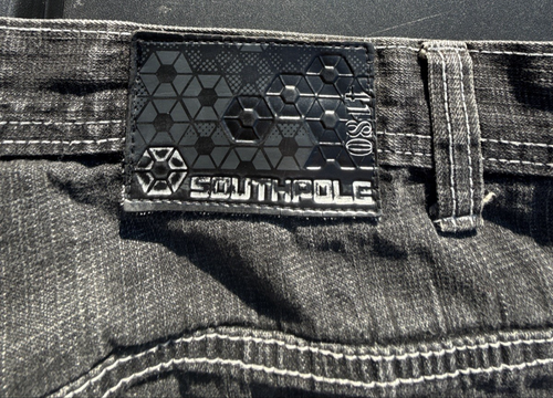 Southpole Mens 40Black Sand Denim Jean Baggy Loose Hip Hop Y2K Skate Shorts - Picture 5 of 7