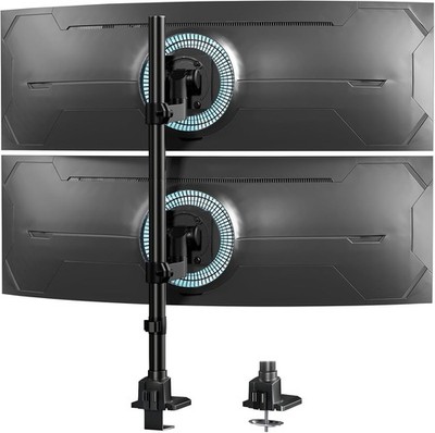 Monitor Halterung 2 Monitore übereinander für 24-57 Zoll Flach & Curved 2-27 kg
