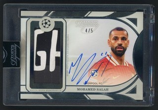 2024 25 Topps Dynasty UCC Soccer Black Mohamed Salah 2 Color Patch AUTO 4/5