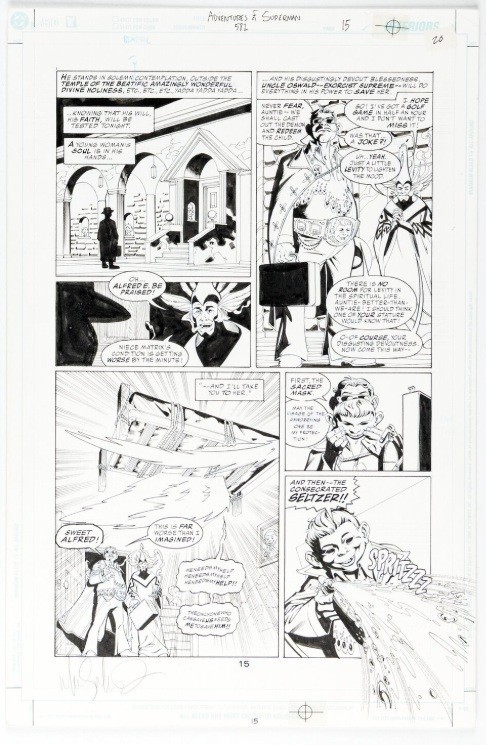 Miller ADVENTURES OF SUPERMAN 582 pg 15 PRANKSTER AS FAT ELVIS & ALFRED E NEUMAN