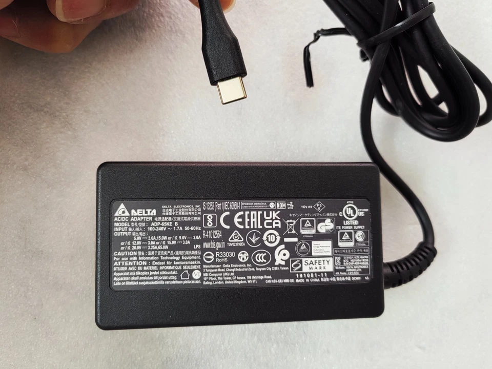 Cargador PD USB-C Delta/MSI ADP-65KE-B 20V 3.25A 65W OEM para MSI Modern 14 C13M Foto 2 de 4