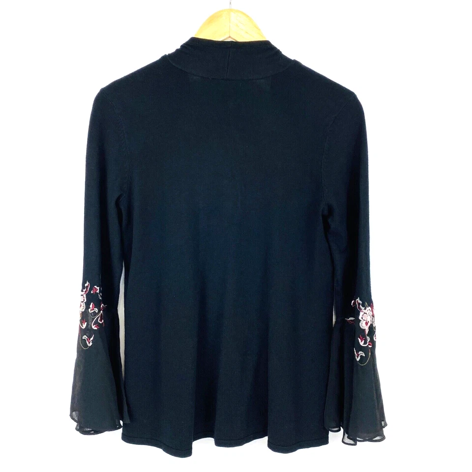 Cárdigan para mujer Alfani Top talla XS negro frente abierto manga campana ligero Foto 2 de 4