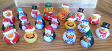 EUC Lot of 19 Holiday/Christmas Rubber Ducks Jeep Bath Floaters sz 2" and 3"