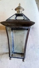 Antique Beveled Glass Copper Candle Lantern Adjustable Feet, FREE STANDING