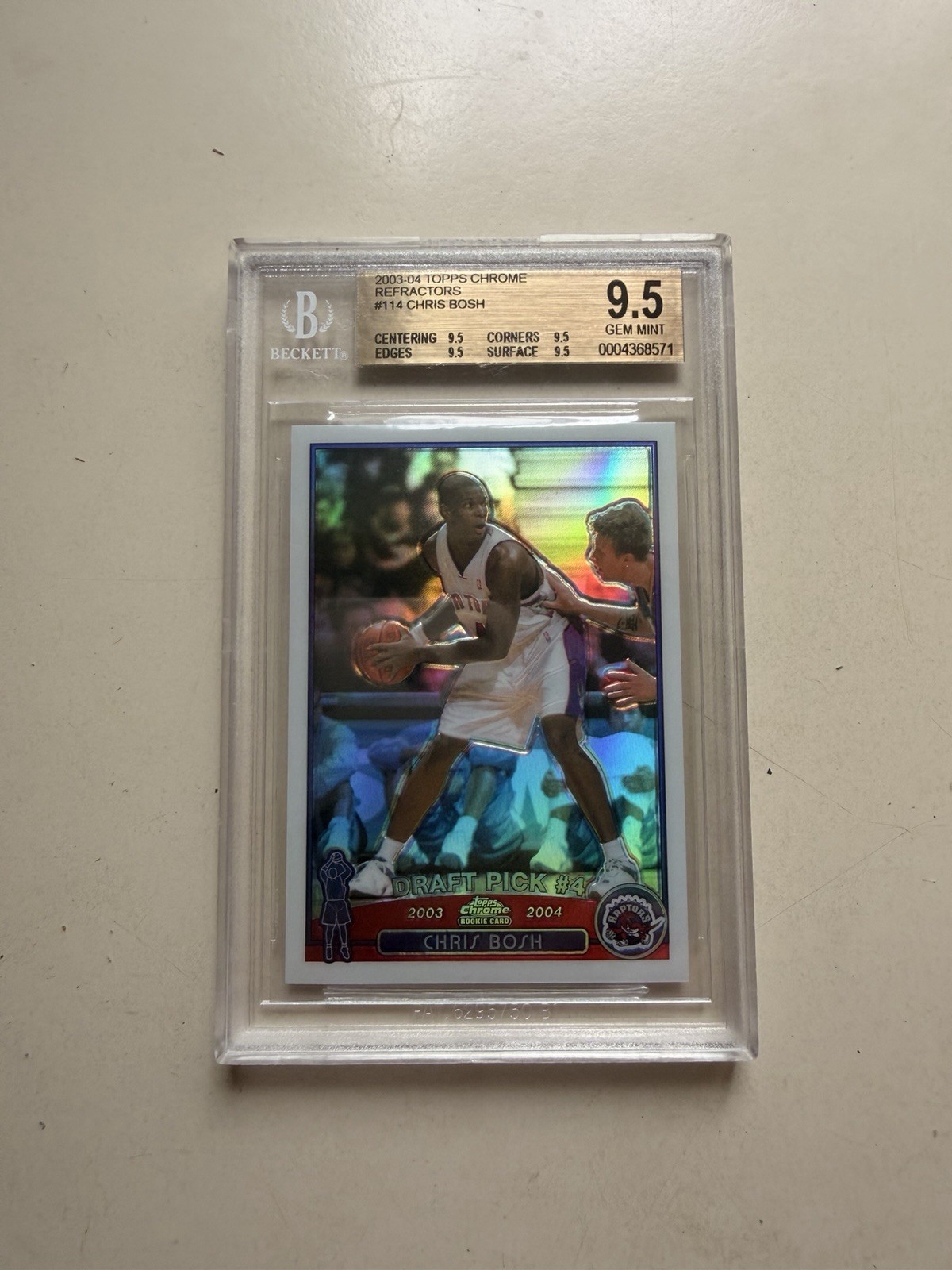 CHRIS BOSH 2003-04 TOPPS CHROME #114 REFRACTOR ROOKIE 2004 RC BGS 9.5 X 4