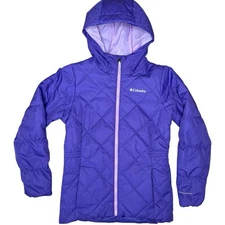 Columbia Girls Casual Slopes Hooded Jacket L 14/16 Quilted Waterproof Insulated