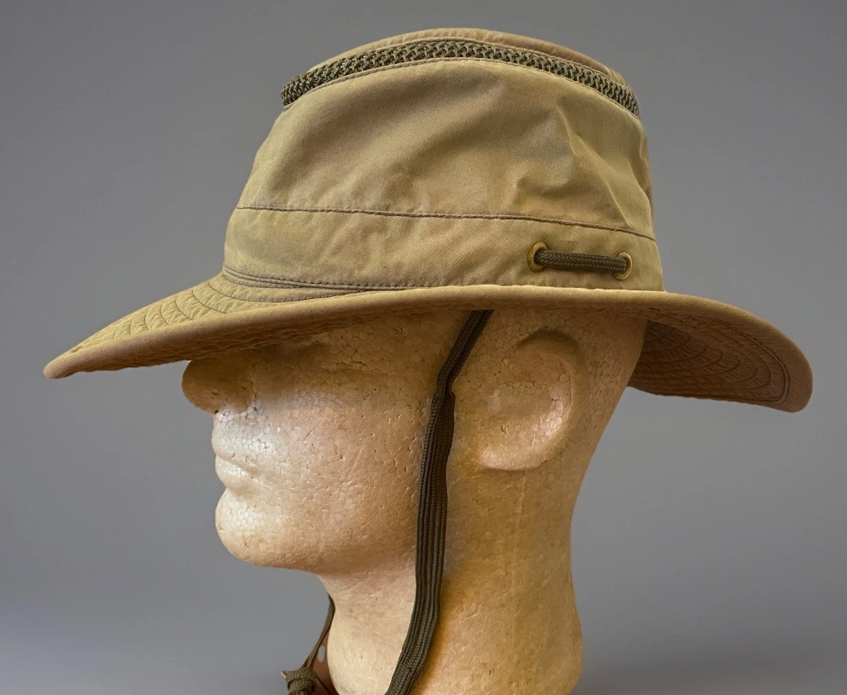 Vintage TILLEY AIRFLO Khaki Olive Sun Hat Brim Mesh Ventilation Mens 7 1/8 M*
