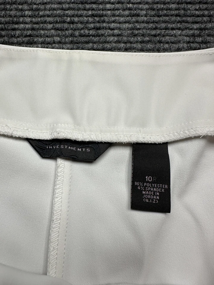 Pantalones Investments para mujer 10R blancos elásticos recortados al tobillo elegantes oficina Foto 4 de 4