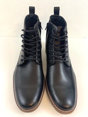 NEW THE RAIL ALBANY BLACK LEATHER PLAIN TOE LACE UP ZIP  display picture 3