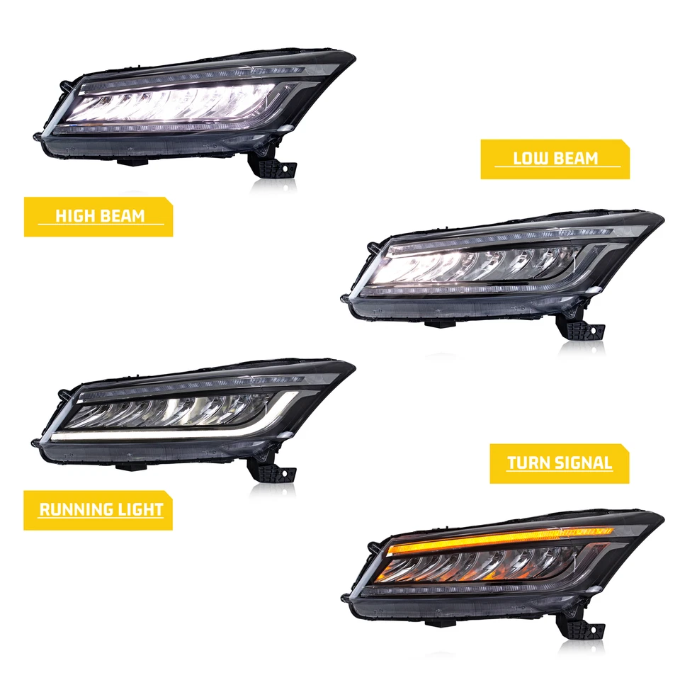LED 旅游车头灯适用于本田雅阁第 8 代 2008 - 2012 年顺序前灯 — 第 4/4 张图片