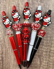 Custom Beaded Pens.Bling Lady bug. Gifts. Basket filler. Party gifts. H Kitty 