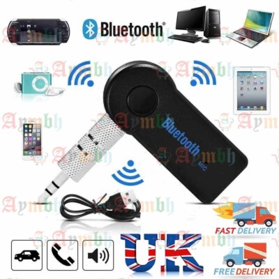 Drahtloser Bluetooth 3,5 mm AUX Audio Stereo Musik Auto Empfänger Adapter mit Mikrofon UK