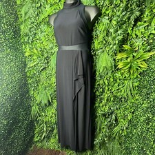 Blondie Nites Dress Women 9 Blue Long Formal High Neck Slit To the Front 0315