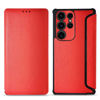 Reiko Magnetic Wallet Leather Phone Case for Samsung Galaxy S23 Ultra in Red | M