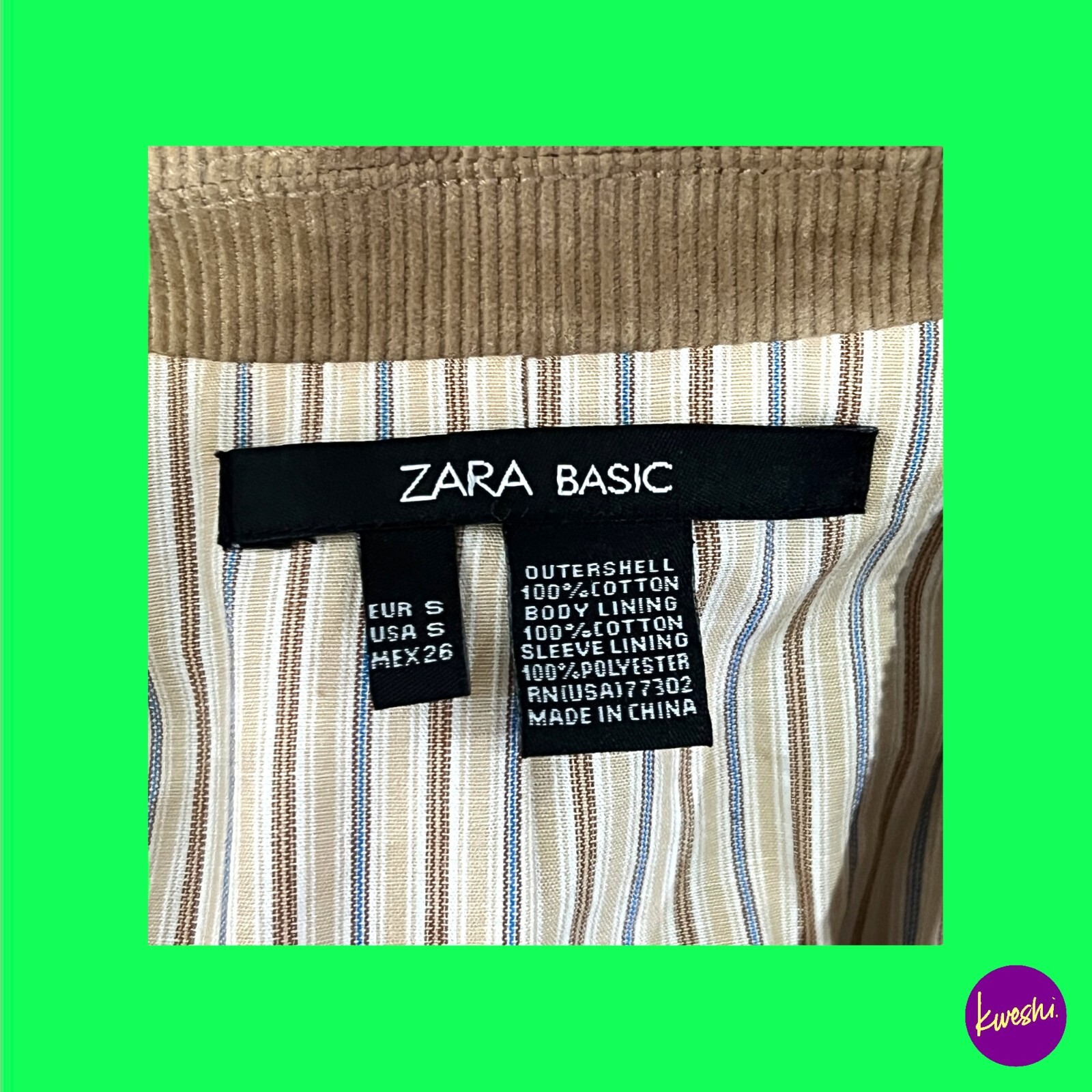 ZARA BASIC Women's Corduroy Jacket, Button Front,… - image 7