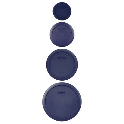 Pyrex 4 Lid All Blue Bundle for 1, 2, 4 and 7-Cup Glass Bowls 