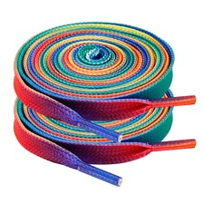 2Pair 24 36 45 63 72 Inch Flat Shoelaces Replacement for Sneakers Boots Rainbow