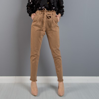 Pantalone da donna vita alta fiocco sartoriale slim fit sfrangiato caviglia  7463 | eBay