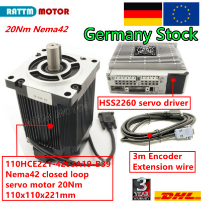  DE   20N.m NEMA42 Closed Loop Servo Motor Driver CNC Kit 220V φ19mm 2880 Oz-in