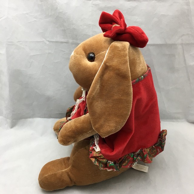 Velveteen Bunny Rabbit Brown Red Dress Bow Margery Williams 1985 Plush 