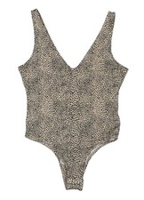 Alfani Intimates Leopard Print Deep V-Neck Bodysuit S NWT Beige/Black
