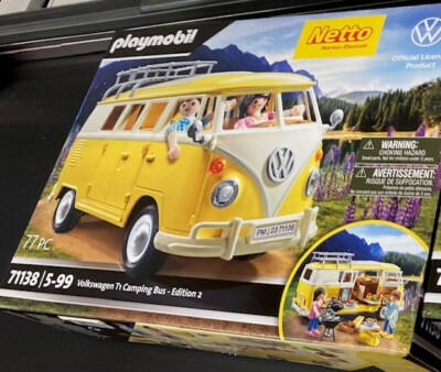 PLAYMOBIL Volkswagen T1 Camping Bus Netto Edition 2 – Autobús Icónico Con Accesorios, Para Niños +5 Años