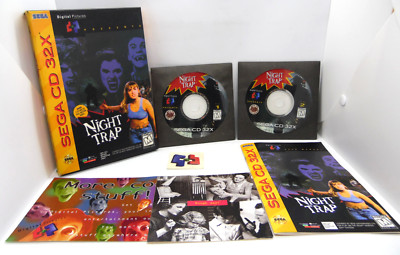 Night Trap (Sega 32X, 1994) Complete CIB W/ Reg Card + Temp Tattoo Tested Workin