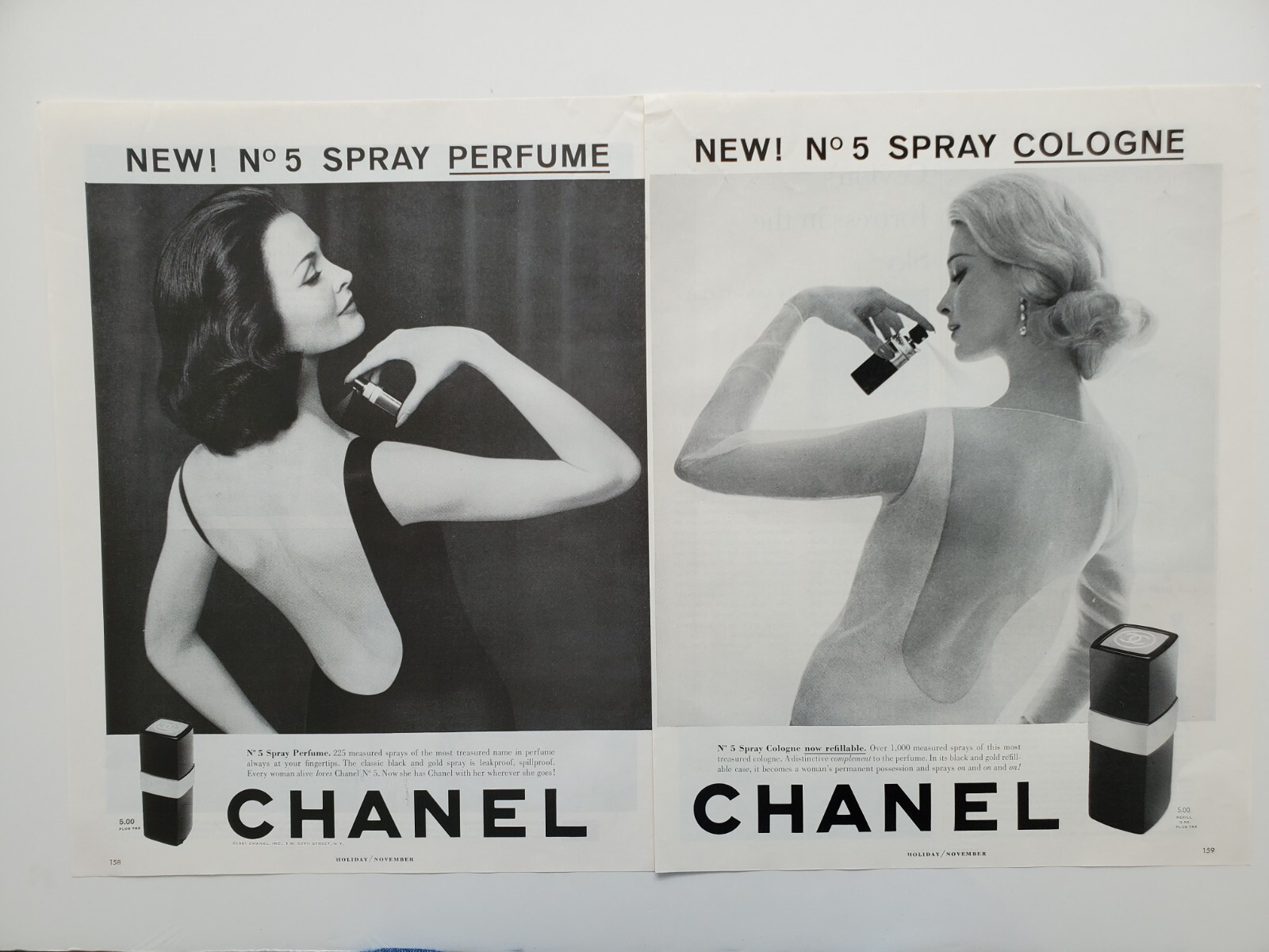 Chanel No5 Spray on Perfume Cologne Beautiful Women 1961 Vintage Print Ad