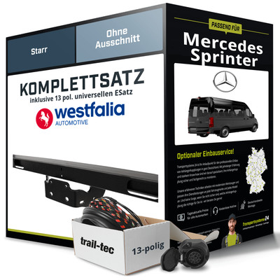 Für MERCEDES Sprinter Bus Anhängerkupplung starr +eSatz 13pol uni. 2006-2018 NEU