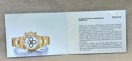 ROLEX COSMOGRAPH DAYTONA Zenith 1991 Booklet 16528 16520 Steel Spanish Español / - Picture 2 of 9