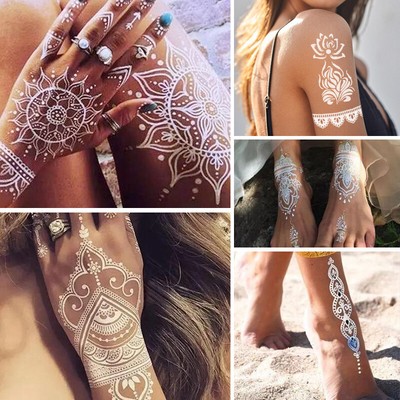 Weiße Temporäre Tattoo-Aufkleber | Wasserdicht, Einfach Anzuwenden, Hält 3–5 Tage | Viele Designs Verfügbar