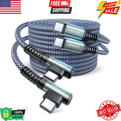 USB C Cable to USB C 60W 2-Pack 6.6Ft   Fast Charging Right Angle Type C Charger