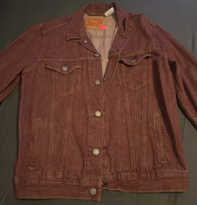 HOT Brown Levis Denim Jacket Red Rare Levi's Red Denim